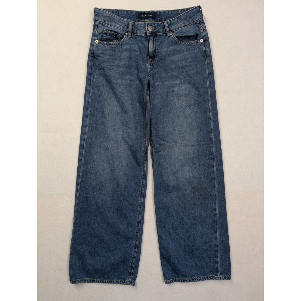 Aeropostale Womens Jeans Size 0 Short Aero Baggy Wide Leg Denim Blue